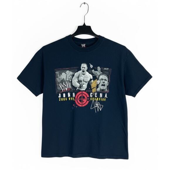 WWE 2007 John Cena Championship Graphic Black T-Shirt Hybrid Junior Size Large - Picture 1 of 11